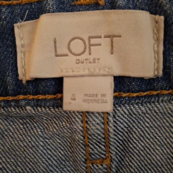 LOFT Women's Denim Blue Button Front Mini Skirt - Picture 4 of 5